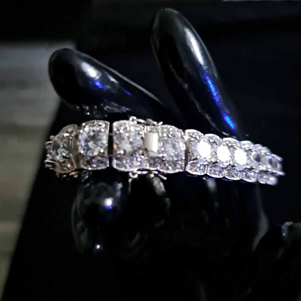 Elegant. Fifth Ave  Silver Bracelet with Clear Stones